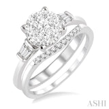 3/4 Ctw Diamond Lovebright Wedding Set with 3/4 Ctw Round Cut Engagement Ring and 1/20 Ctw Wedding Band in 14K White Gold