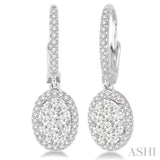1 Ctw Oval Shape Diamond Lovebright Earrings in 14K White Gold