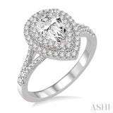 1 Ctw Diamond Engagement Ring with 1/2 Ct Pear Cut Center Stone in 14K White Gold