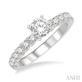 1/2 ct Endless Embrace Round Cut Diamond Ladies Engagement Ring with 1/4 Ct Round Cut Center Stone in 14K White Gold