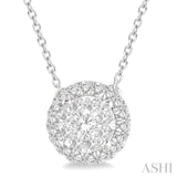 1/3 Ctw Medallion Lovebright Round Cut Diamond Necklace in 14K White Gold