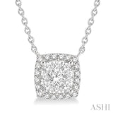 1/2 Ctw Cushion Shape Lovebright Diamond Necklace in 14K White Gold
