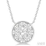 1 Ctw Round Shape Lovebright Diamond Necklace in 14K White Gold