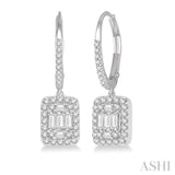 3/4 Ctw Baguette & Round Cut Fusion Diamond Earrings in 14K White Gold