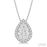 1/2 ctw Pear Shape Lovebright Round Cut Diamond Pendant With Chain in 14K White Gold