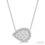 3/4 ctw Pear Shape Round Cut Diamond Lovebright Necklace in 14K White Gold