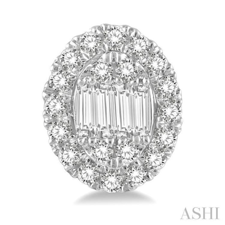 Oval Shape Baguette Diamond Earrings