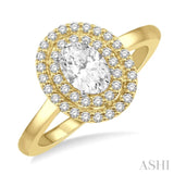 1/2 ctw Oval Cut Center Stone and Round Cut Diamond 3/4 ctw Ladies Engagement Ring in 14K Yellow and White Gold