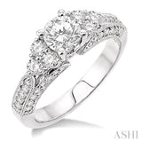 1 1/4 Ctw Diamond Engagement Ring with 5/8 Ct Round Cut Center Stone in 14K White Gold
