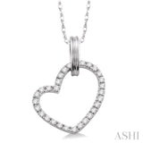 1/6 Ctw Round Cut Diamond Heart Shape Pendant in 14K White Gold with Chain