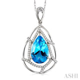 Pear Shape Gemstone & Diamond Pendant