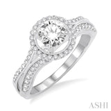 1 1/10 Ctw Diamond Engagement Ring with 3/4 Ct Round Cut Center Stone in 14K White Gold
