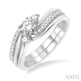 3/8 Ctw Diamond Wedding Set with Engagement Ring and Enhancer in 14K White Gold