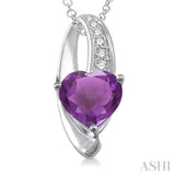 Silver Heart Shape Diamond & Gemstone Fashion Pendant