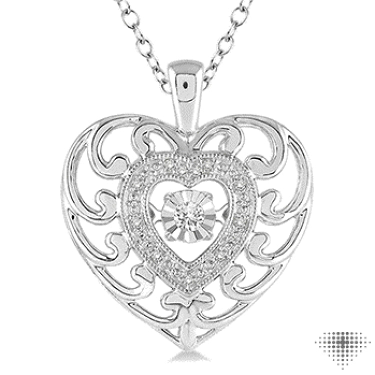 Silver Heart Shape Emotion Diamond Pendant