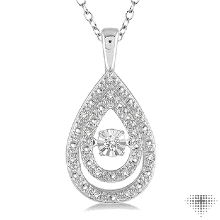 Silver Pear Shape Emotion Diamond Pendant