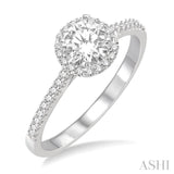 1/2 Ctw Diamond Engagement Ring with 1/4 Ct Round Cut Center Stone in 14K White Gold