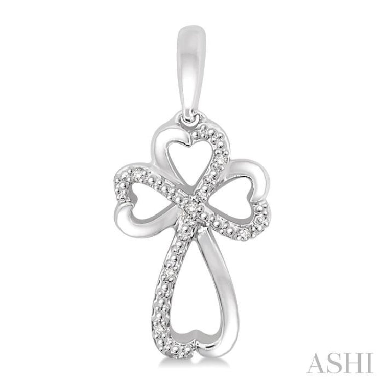 Silver Cross & Heart Shape Diamond Fashion Earrings