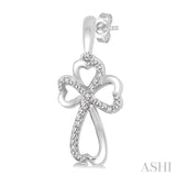Silver Cross & Heart Shape Diamond Fashion Earrings