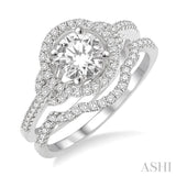 1/2 Ctw Diamond Wedding Set with 3/8 Ctw Round Cut Engagement Ring and 1/20 Ctw Wedding Band in 14K White Gold