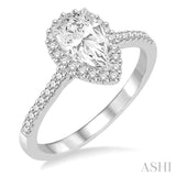 5/8 Ctw Diamond Engagement Ring with 1/2 Ct Pear Shape Center Stone in 14K White Gold