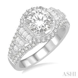1 Ctw Diamond Semi-Mount Engagement Ring in 14K White Gold