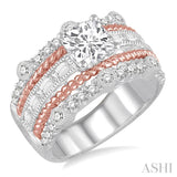3/4 Ctw Diamond Semi-Mount Engagement Ring in 14K White and Rose Gold
