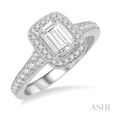 3/8 Ctw Emerald Shape Semi-Mount Diamond Engagement Ring in 14K White Gold