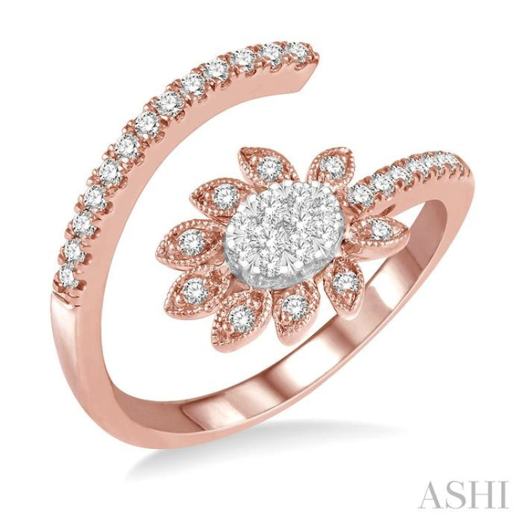 Oval Shape Lovebright Diamond Fashion Open Ring