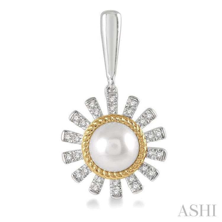 Flower Shape Pearl & Diamond Earrings