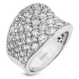 Elevate your style with this wide right hand ring which has a concave shape and 4.21 ctw of sparkling round diamonds