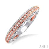 1/4 Ctw Round Cut Diamond Wedding Band in 14K White and Rose Gold