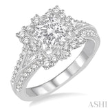 1 1/2 Ctw Diamond Engagement Ring with 3/4 Ct Princess Cut Center Stone in 14K White Gold