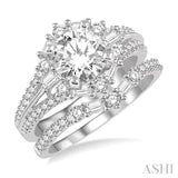1 1/2 Ctw Diamond Wedding Set with 1 1/6 Ctw Round Cut Engagement Ring and 1/3 Ctw Wedding Band in 14K White Gold