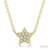 1/10 ctw Star Of David Round Cut Diamond Petite Fashion Pendant With Chain in 10K Yellow Gold
