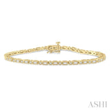 1 ctw Baguette and Round Cut Diamond Bracelet in 14K Yellow Gold