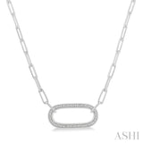 1/10 ctw Round Cut Diamond Paper Clip Pendant in Silver