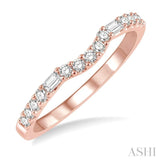 1/4 ctw Arched Center Baguette and Round Cut Diamond Wedding Band in 14K Rose Gold