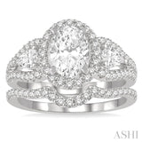 Oval Shape 3 Stone Diamond Wedding Set