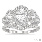 Oval Shape Past Present & Future Diamond Wedding Set