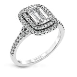 This beautiful, classic style setting features a double halo design built for an oval center stone. It contains .40 ctw of side diamonds.