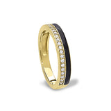 Gold Vermeil Sterling Silver Micropave Ring with with Black Enamel and Simulated Diamondss