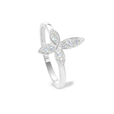 Platinum Finish Sterling Silver Micropave Marquis Cross Ring with Simulated Diamonds - size 7